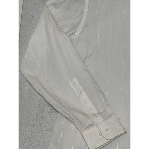 Vintage John Henry White Striped Mens Button-Up Shirt 15.5 34/35 Regular Fit - Picture 3 of 16